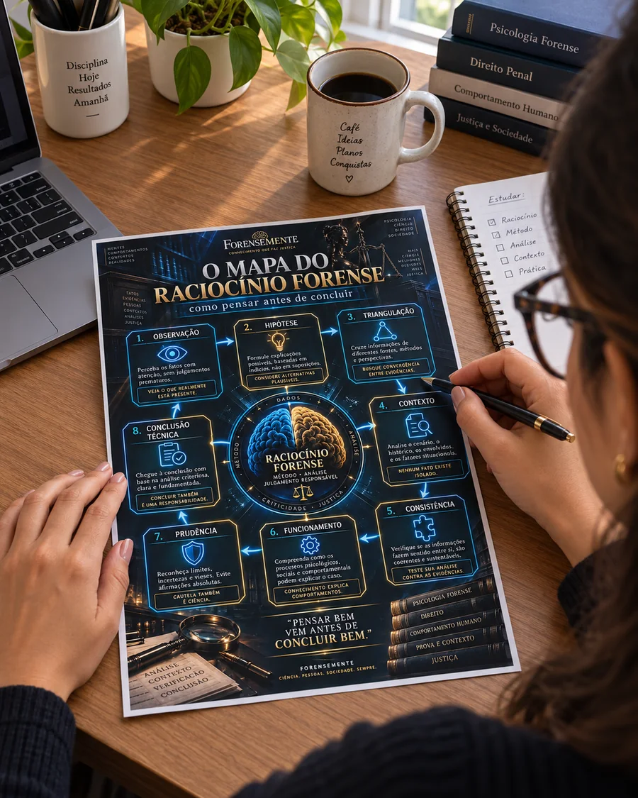 Cena ilustrativa: pessoa estudando uma página dos mapas em folha A4